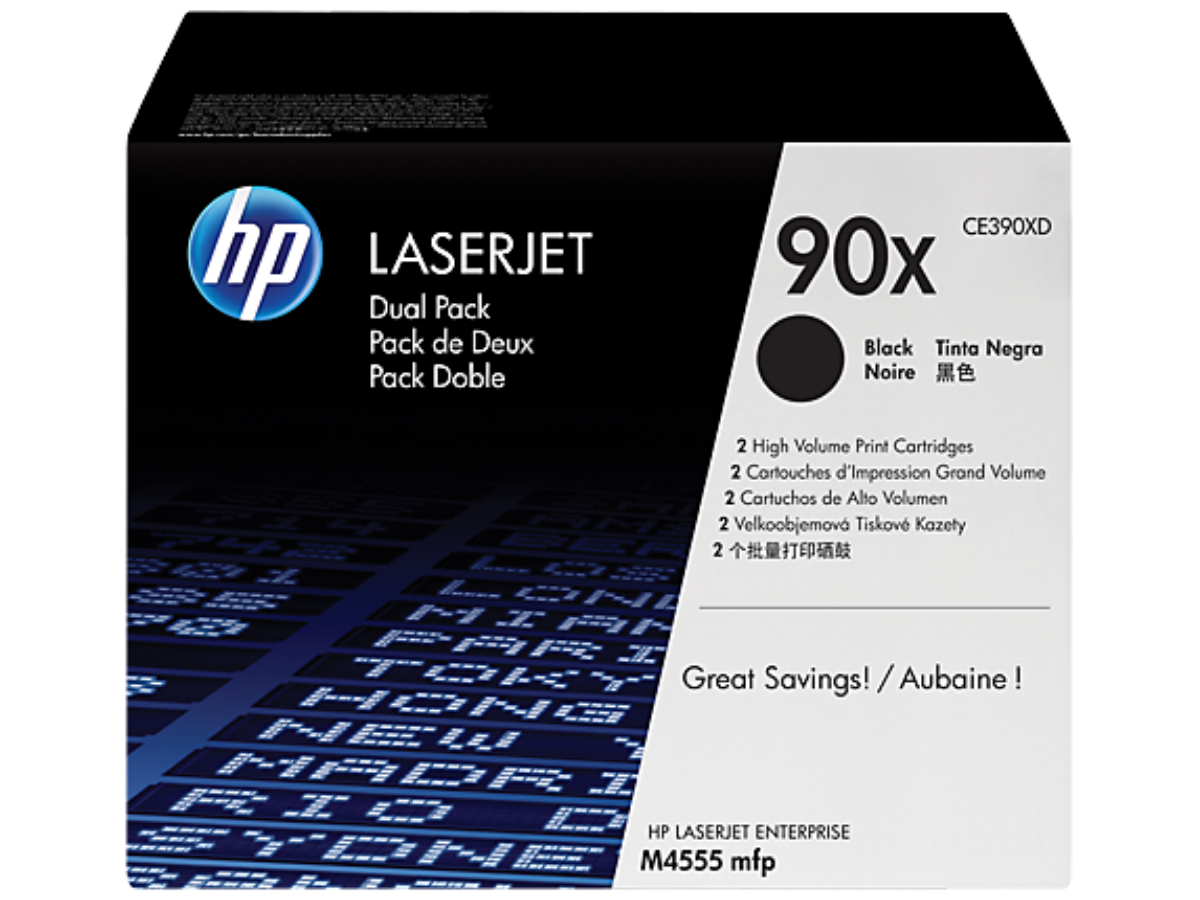 HP 90X Black High Yield Toner Cartridge Twinpack 2x 24K pages - CE390XD