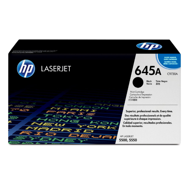 Picture of HP 645A Black Standard Capacity Toner Cartridge 13K pages for HP Color LaserJet 5500/5550 - C9730A