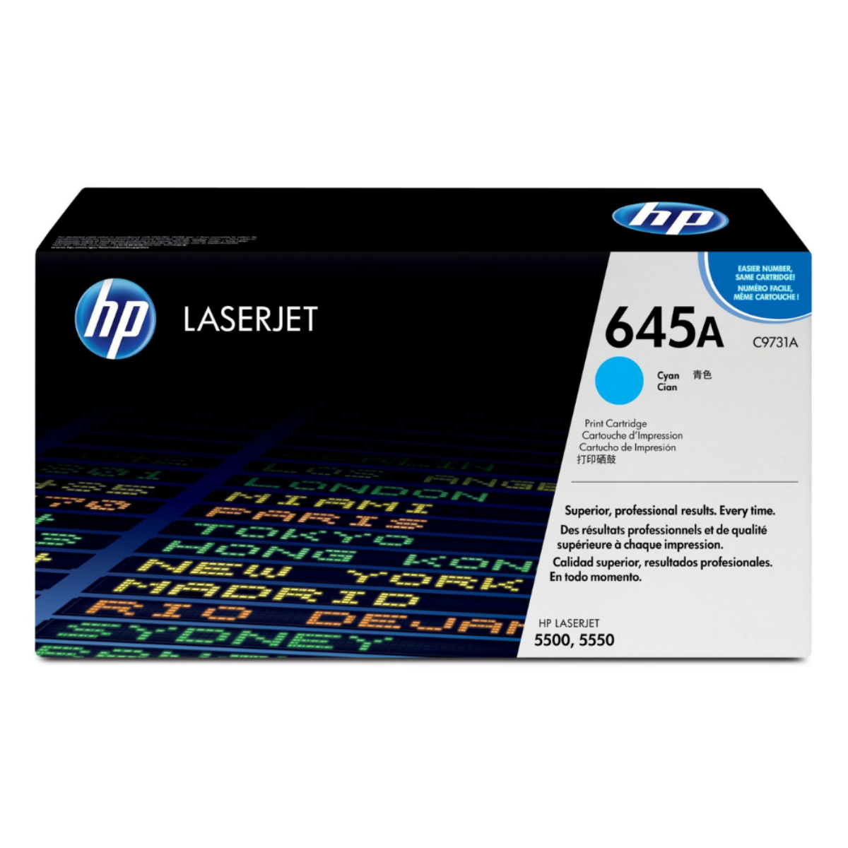 HP 645A Cyan Standard Capacity Toner Cartridge 12K pages for HP Color LaserJet 5500/5550 - C9731A