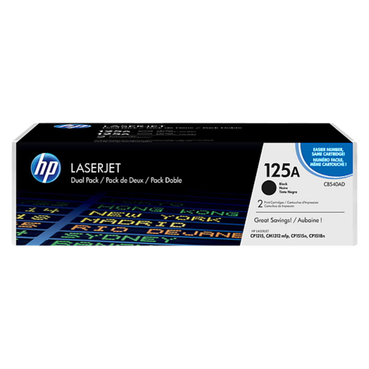 HP 125A Black Standard Capacity Toner Twinpack - CB540AD