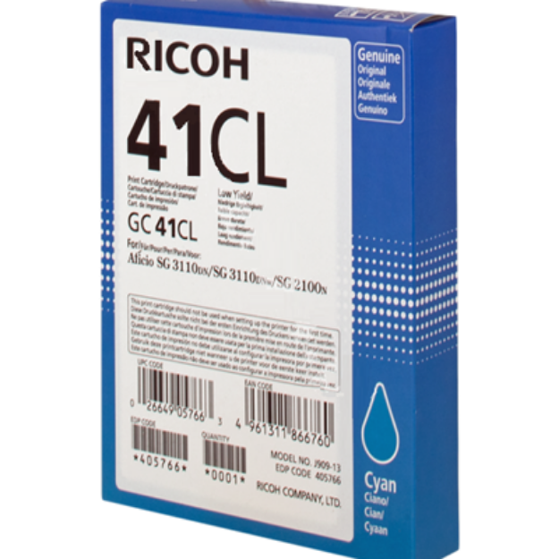 Picture of Ricoh GC41CL Cyan Lite Capacity Gel Ink Cartridge 600 pages - 405766