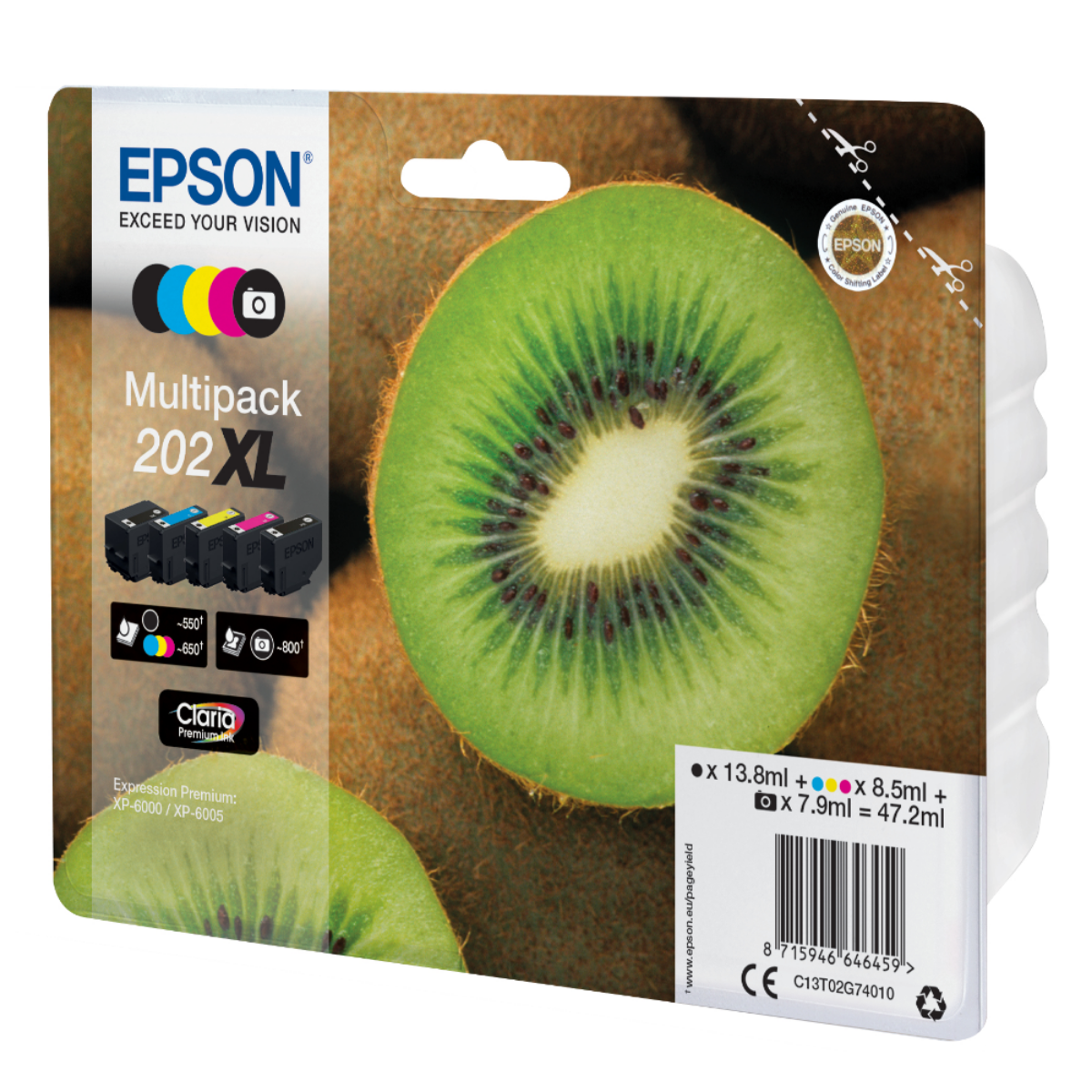 Epson 202XL Kiwi High Capacity Ink Cartridge Multipack (5 Pack) - C13T02G74010