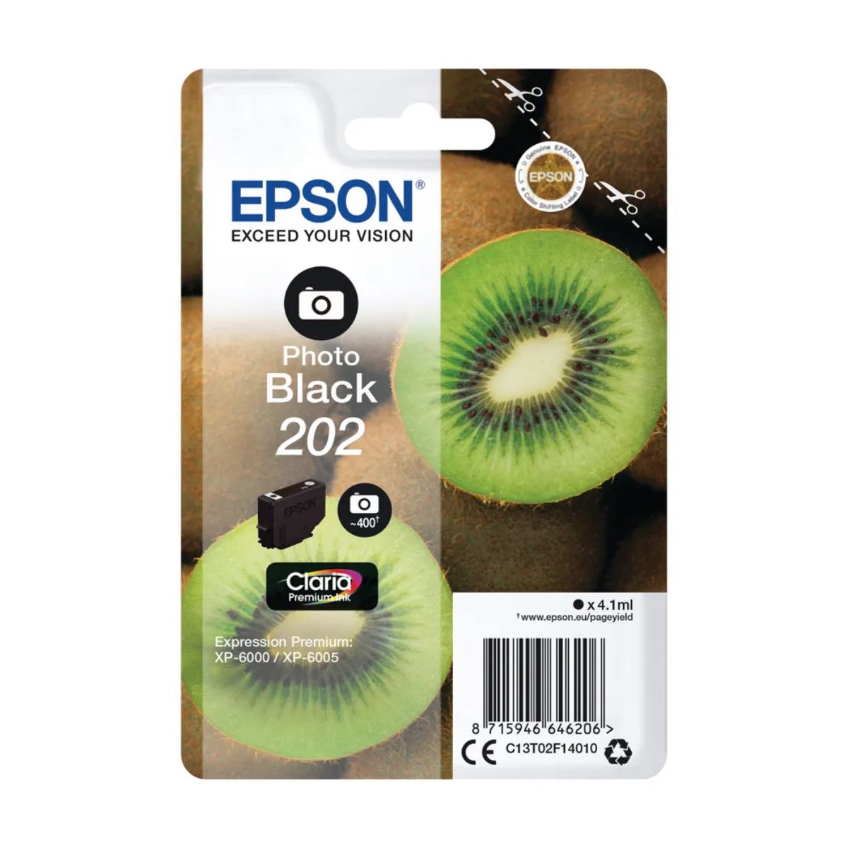 Epson 202 Kiwi Standard Capacity Photo Black Ink Cartridge - C13T02F14010