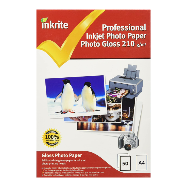Buy A4 Glossy Photo Paper 210gsm (50 sheets) INKredible UK