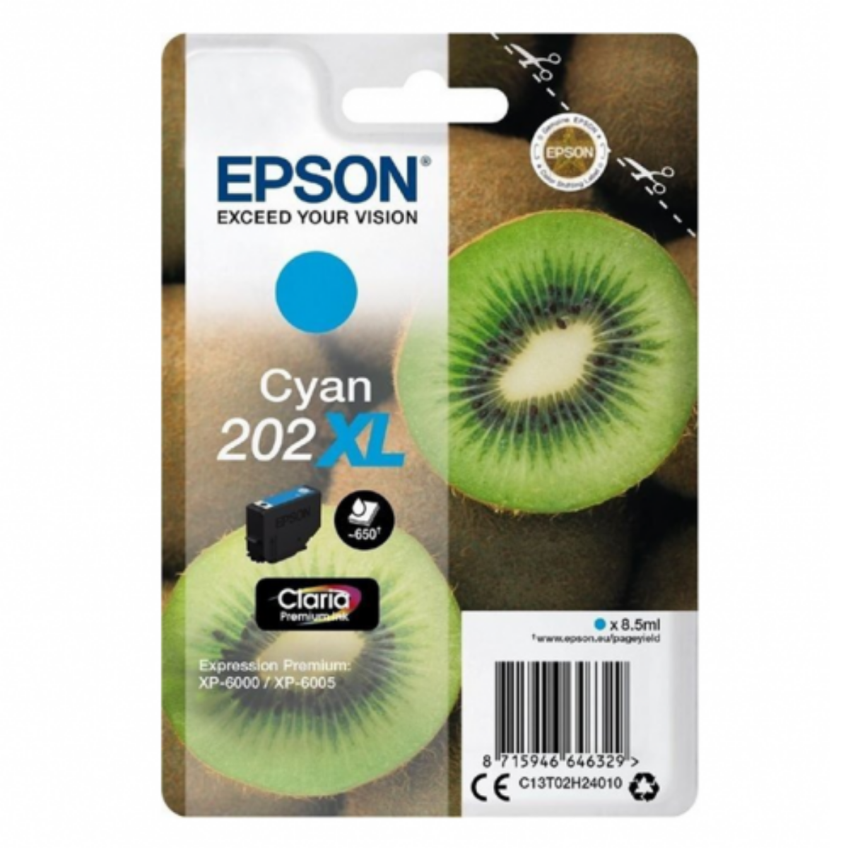 Epson 202XL Kiwi High Capacity Cyan  Ink Cartridge - C13T02H24010