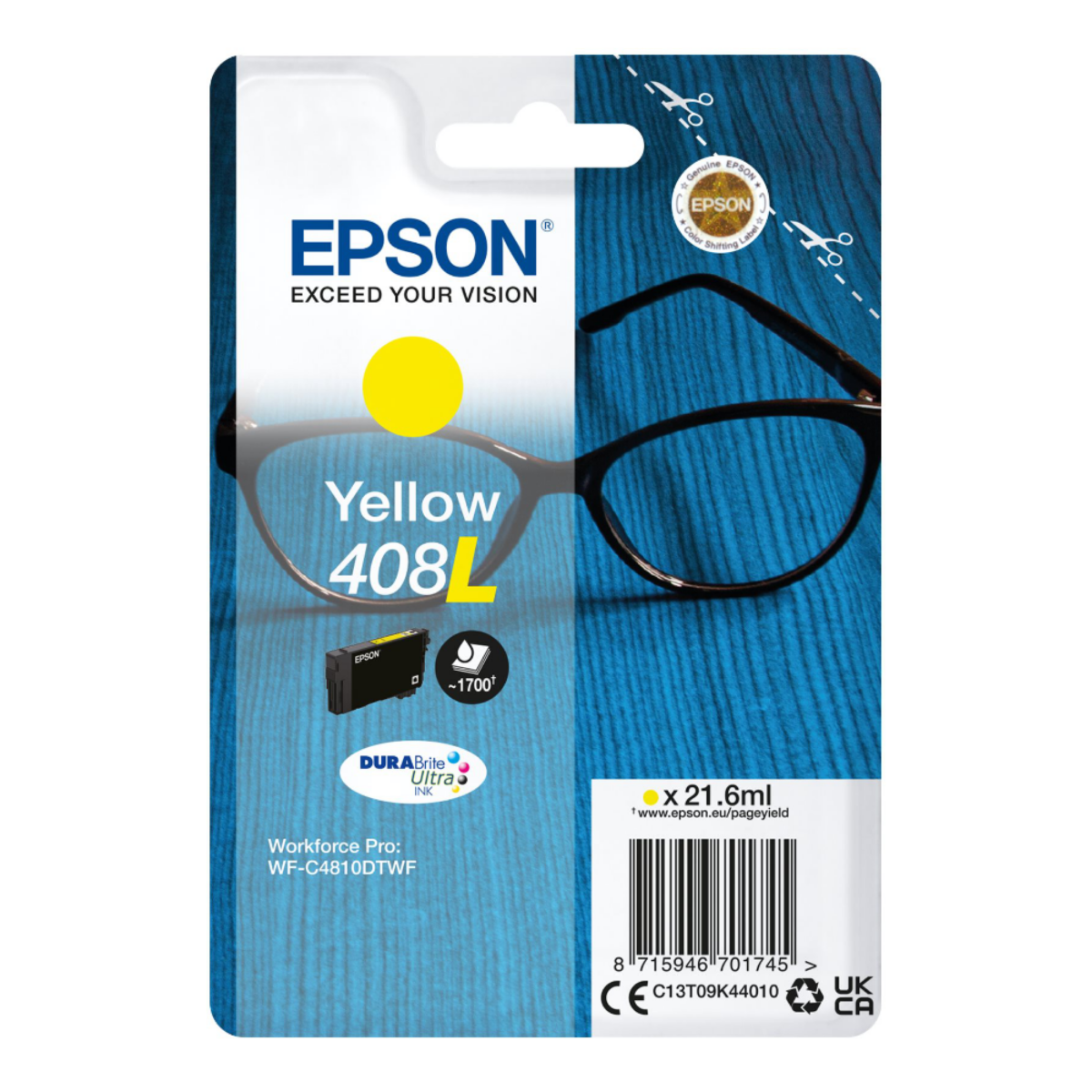 Epson 408L Yellow High Capacity Ink Cartridge 21.6ml - C13T09K44010