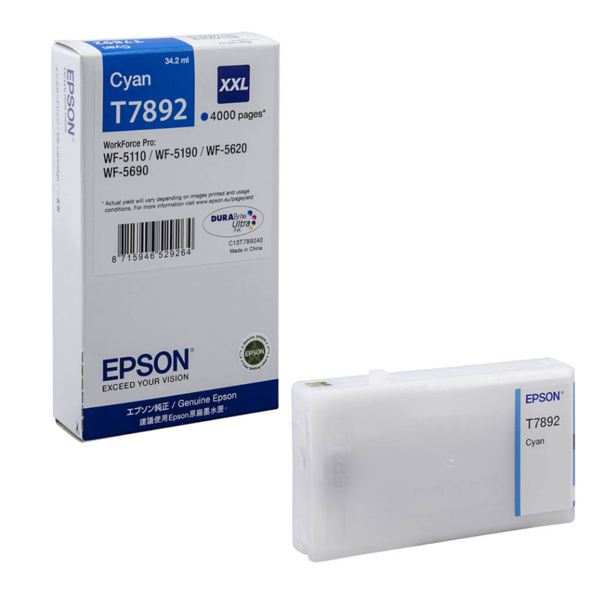 Epson T7892XXL Cyan High YieId Ink Cartridge 34ml - C13T789240