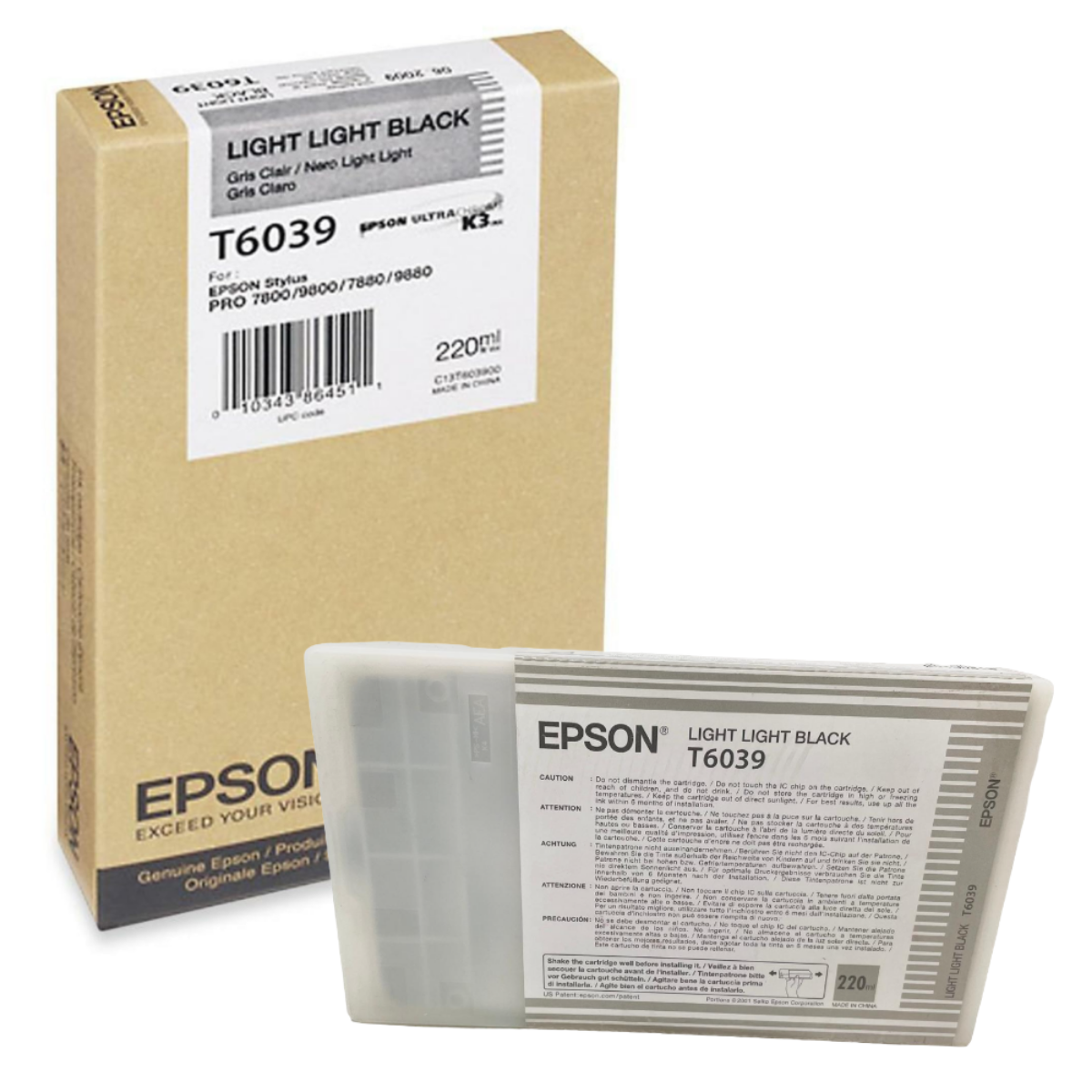 Epson T6039 Light Light Black Ink Cartridge 220ml - C13T603900
