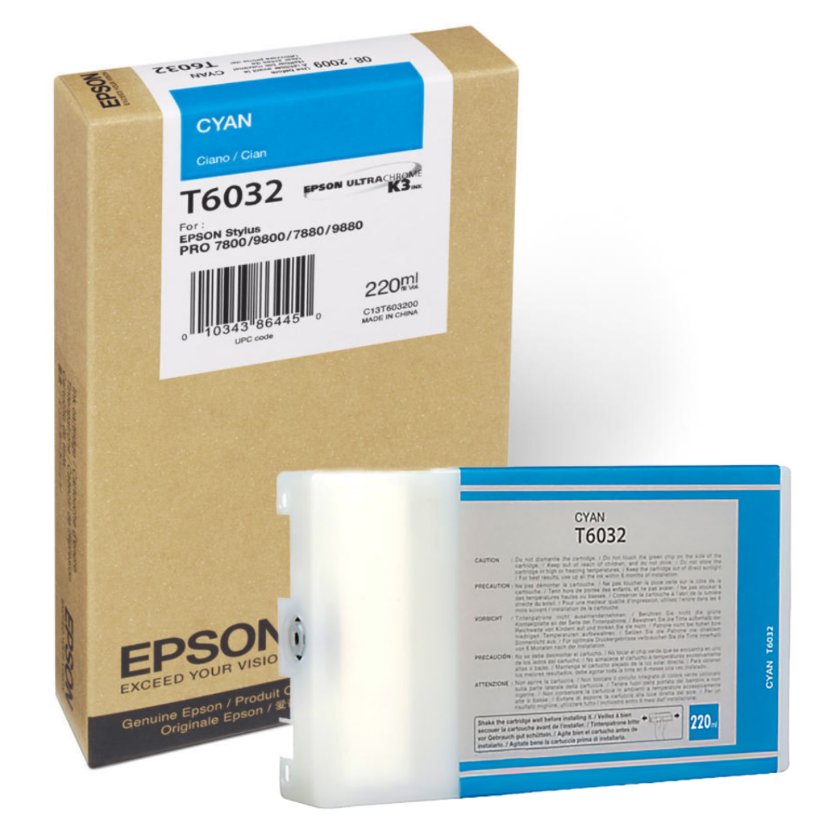 Epson T6032 Cyan Ink Cartridge 220ml - C13T603200