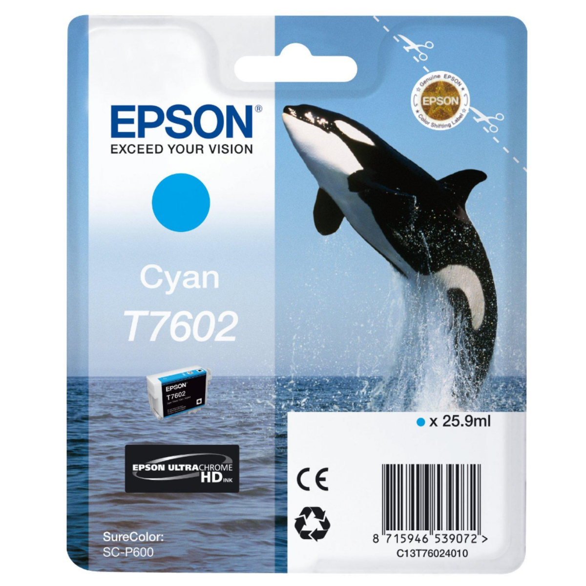 Epson T7602 'Killer Whale' Cyan Ink Cartridge