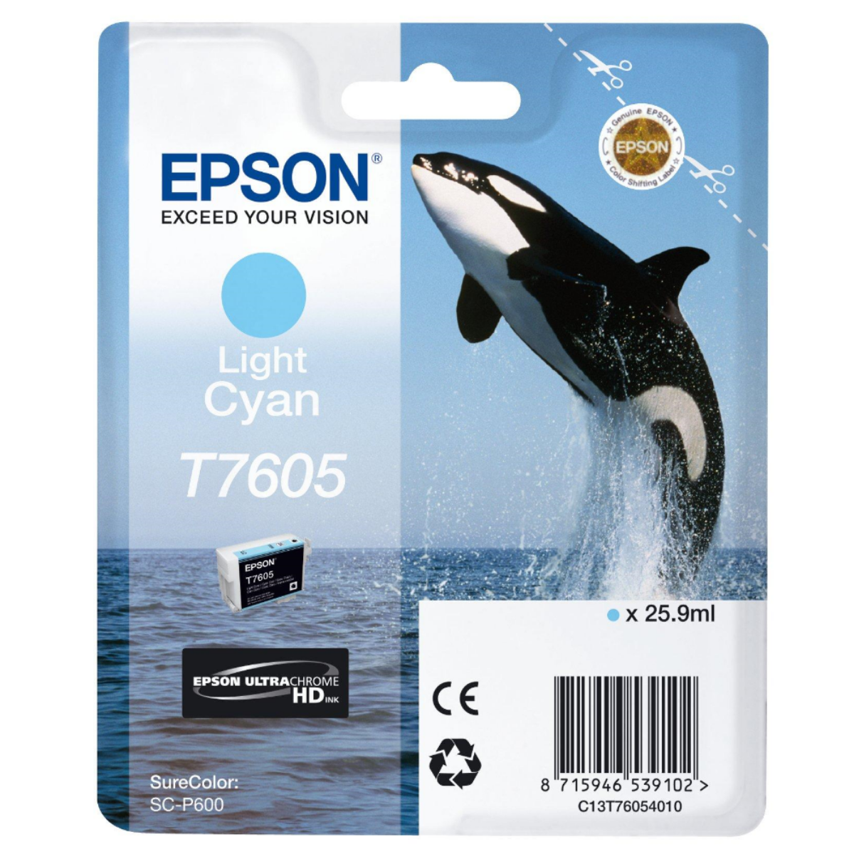 Epson T7605 'Killer Whale' Light Cyan Ink Cartridge