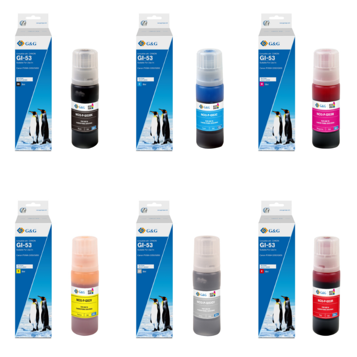 Compatible Canon GI-53 Multipack Ink Bottles