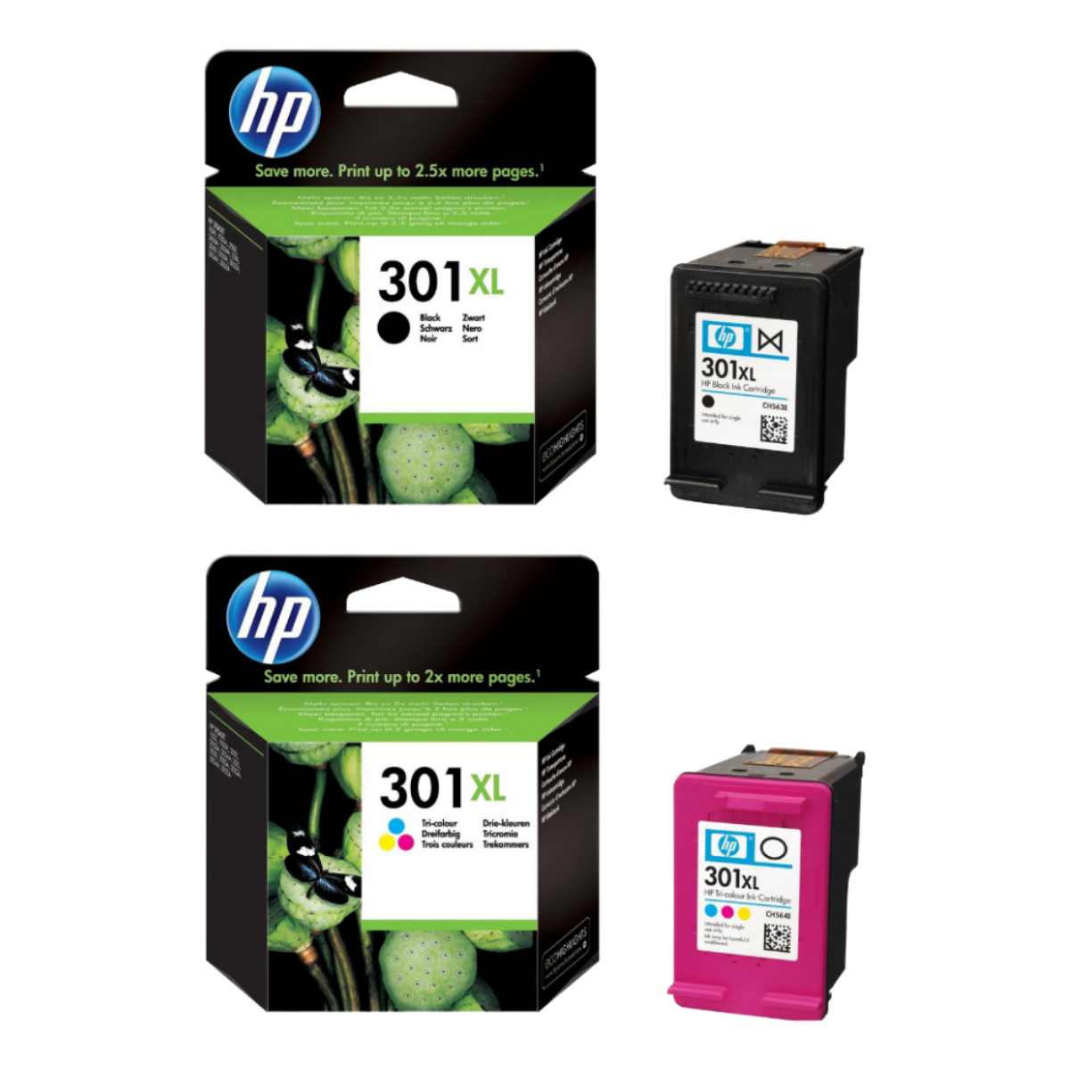 OEM HP 301XL Combo Pack Ink Cartridges