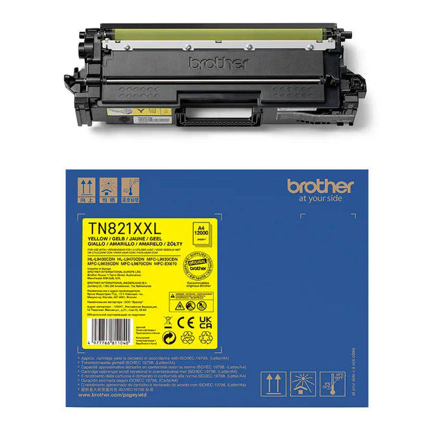 Picture of Brother Extra High Capacity Yellow Toner Cartridge 12K pages - TN821XXLY