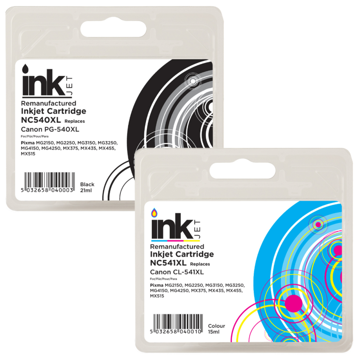 Remanufactured Canon Pixma MG3200 Series High Capacity Combo Pack Ink Cartridges