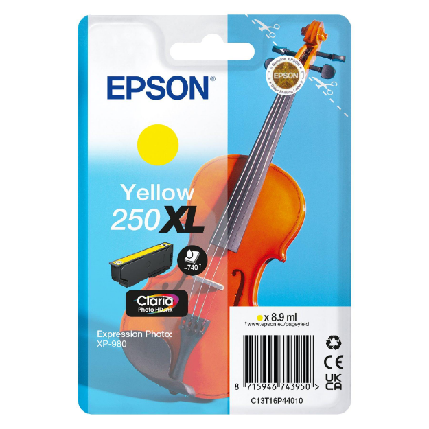 Picture of Genuine Epson 250XL Yellow Ink Cartridge