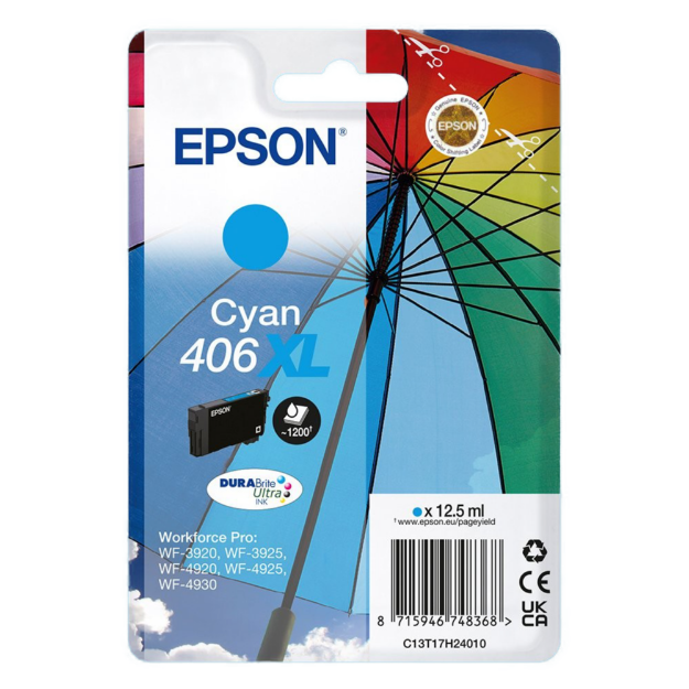 Picture of  Epson 406XL High Capacity Cyan Ink Cartridge