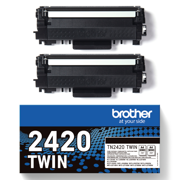 Picture of Brother Black Toner Cartridge Twin Pack 2 x 3k pages (Pack 2) - TN2420